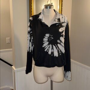 LAMade black and white tie-dyed half zip pullover. Large. Gently worn.